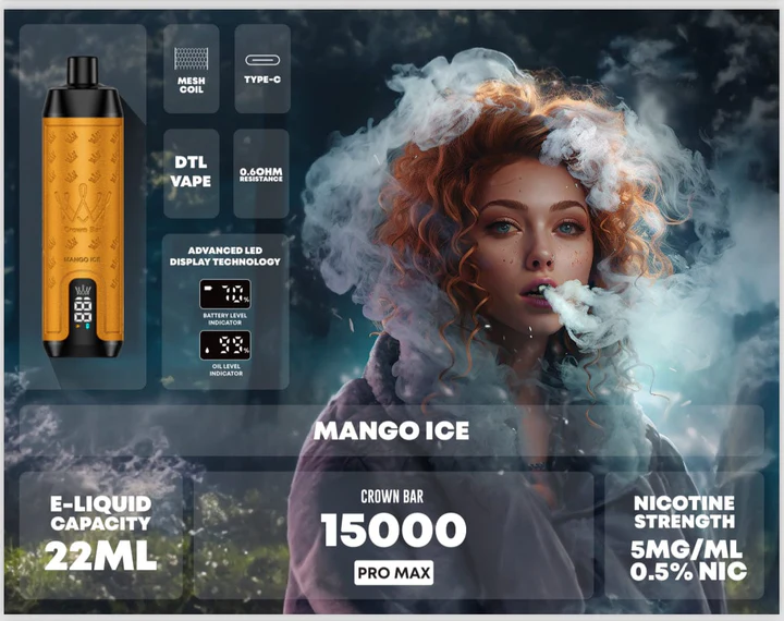 AI Fakher Crown Bar 15000 de trageri Țigaretă electronică de unică folosință - Mango Ice 2 AI Fakher Crown Bar 15000 de trageri Țigaretă electronică de unică folosință - Mango Ice