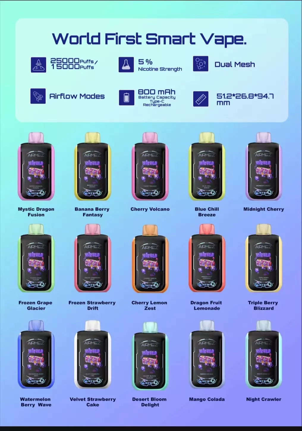 Airmez Matrix 25000 Puffs Disposable E-Cigarette - Watermelon Berry Wave 2 Airmez Matrix 25000 Puffs Disposable E-Cigarette - Watermelon Berry Wave