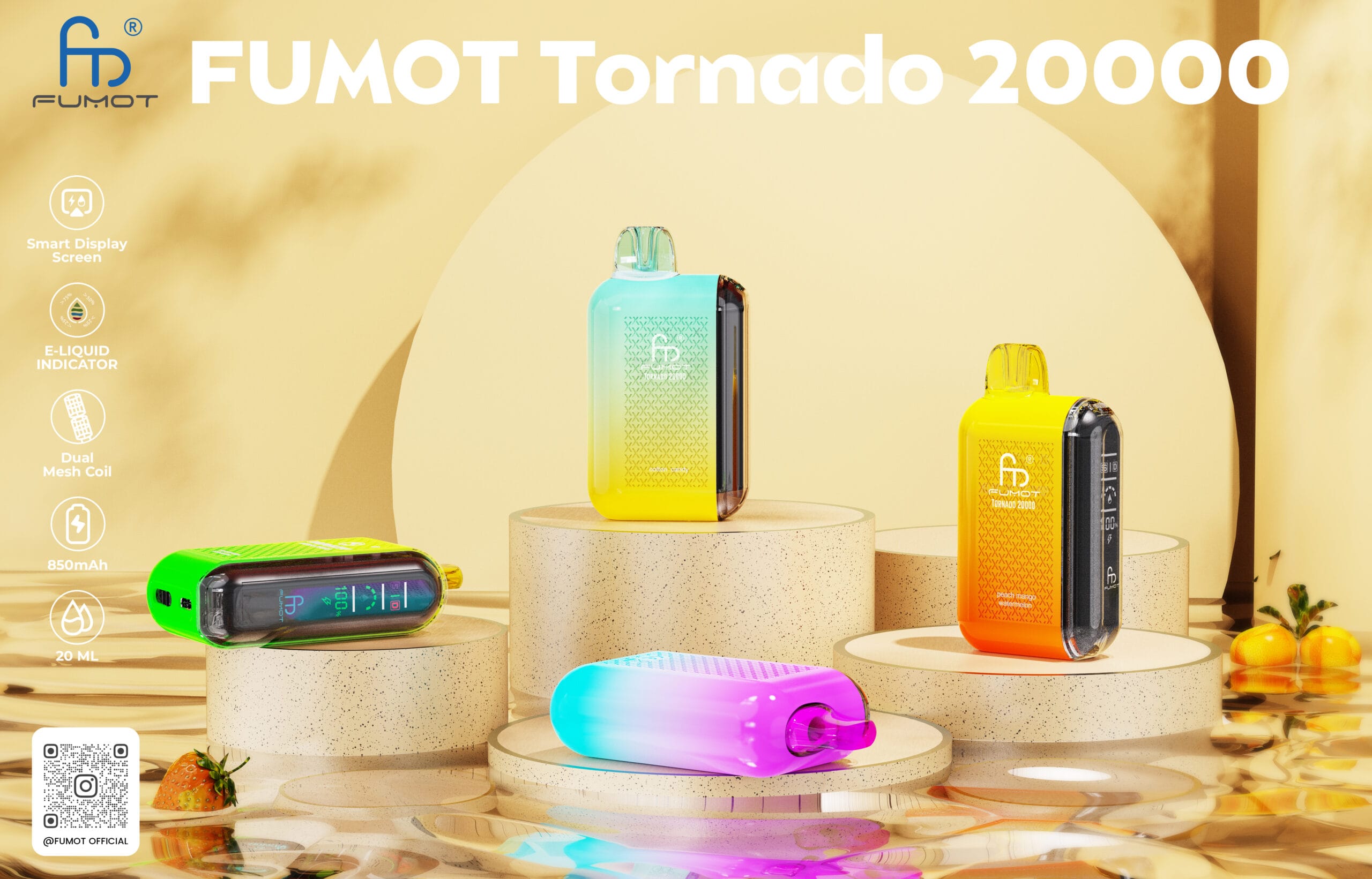 Fumot RandM Tornado 20000 trekkingen Wegwerp E-sigaret - Cherry