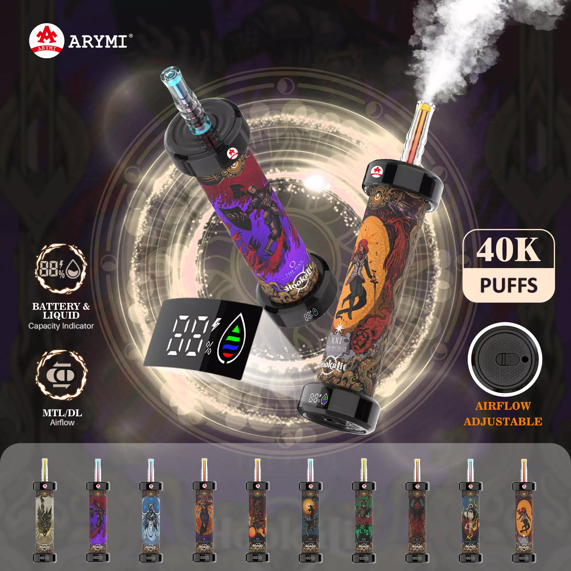 Arymi Hookalit 40000 treinen Wegwerpbare E-sigaret - Aardbei Kiwi 2 Arymi Hookalit 40000 treinen Wegwerpbare E-sigaret - Aardbei Kiwi